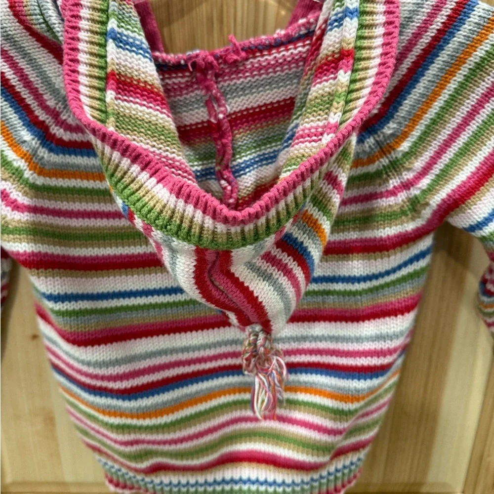 GAP Multicolor Girls Striped 3T Y2K Zip Up Hooded Kit Sweater Tassel Vintage
